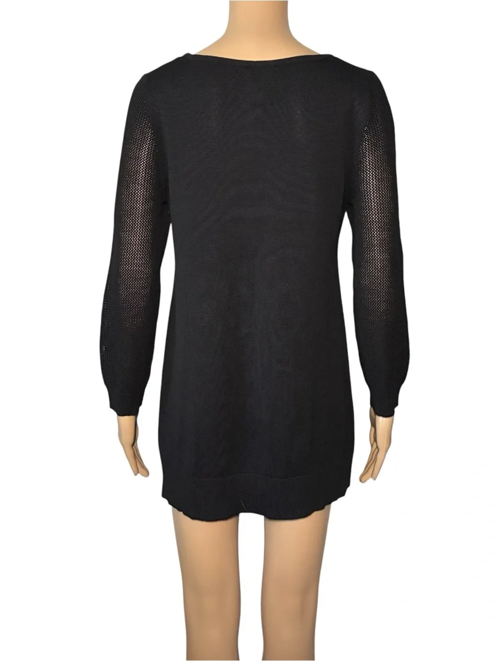Cable & Gauge Women's Sweater M Black Knit Mesh Lightweight Oversized Pullover
